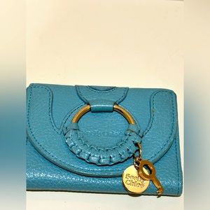 See By Chloe Hana Leather Trifold Turquoise Wallet